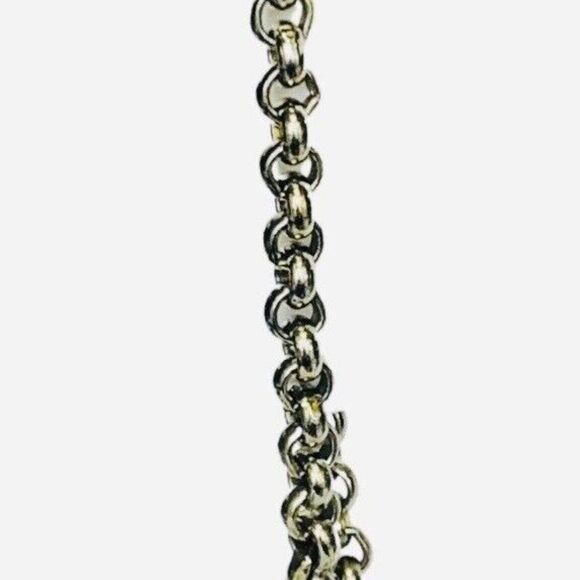 Vintage Silver Toned Open Round Link Chain Boyfriend Bracelet Size 7 - Picture 3 of 6
